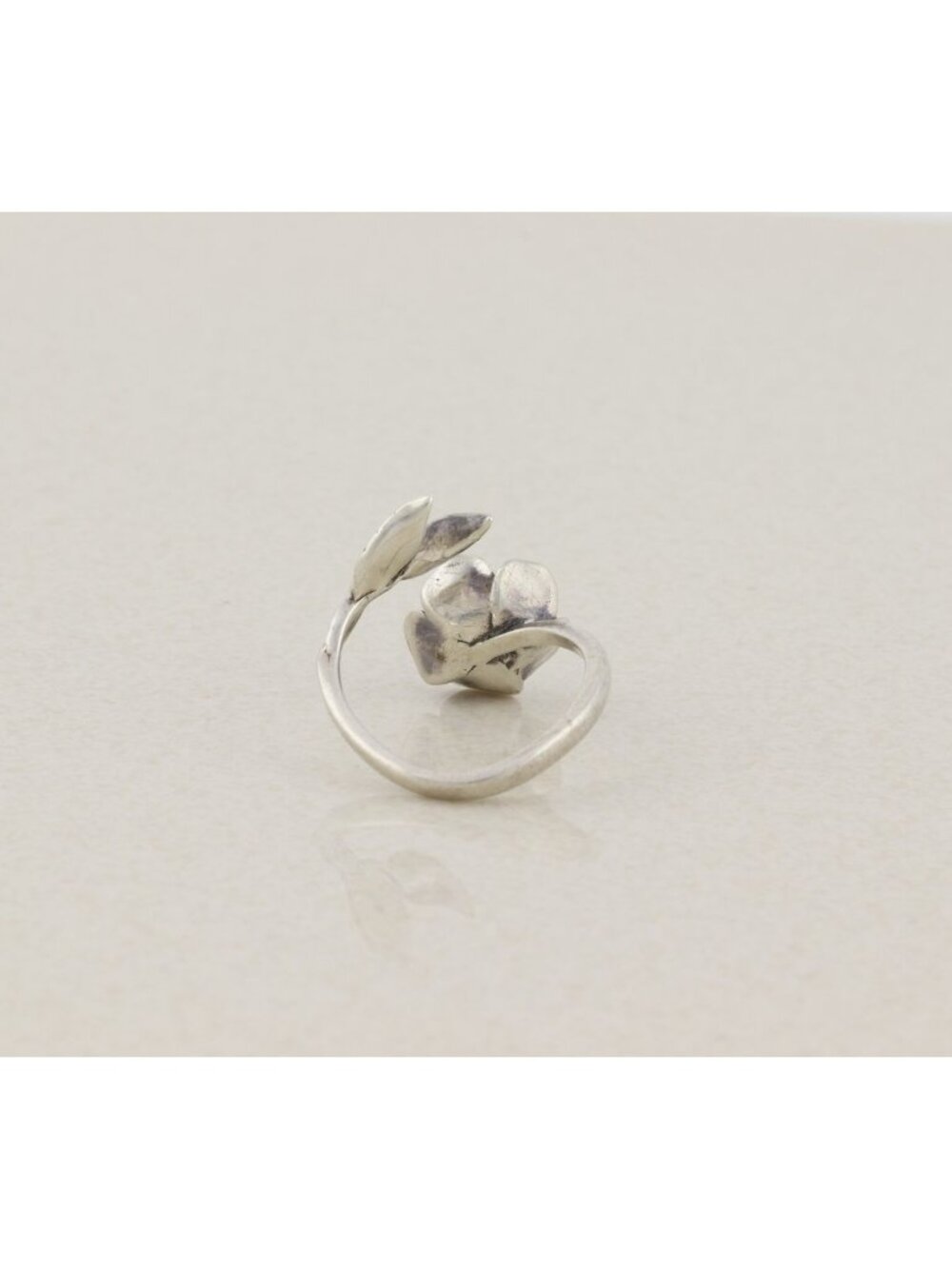 Sterling Silver Rose Flower Ring Bypass Ring Spoon Ring Size 7 Adjustable - Picture 6 of 7